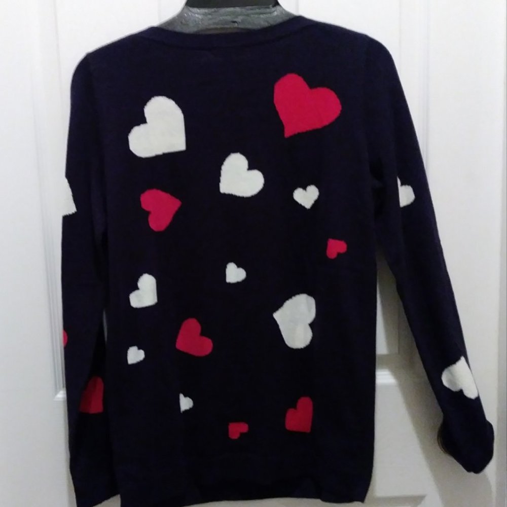 SOLD SOLD SOLD SOLD Talbots Blue Red White Hearts Sweater Size XS - Picture 15 of 16